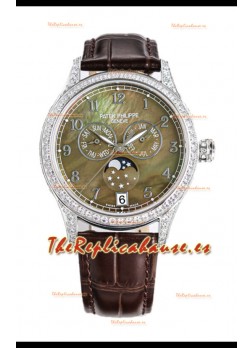 Patek Philippe Complications 4948G Annual Calendar Moonphase Dial Perla Oro Blanco Réplica Suiza 