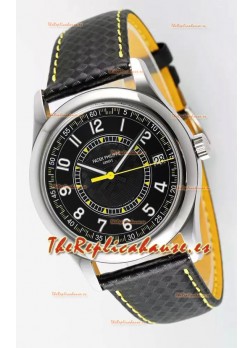Patek Philippe Calatrava 6007 Dial Negro Manecillas Amarillas Caja Acero 904LReloj Réplica Espejo 1:1