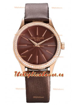 Patek Philippe Calatrava 4997 Ladies Reloj Oro Rosado Dial Marrón con Movimiento Suizo Automático