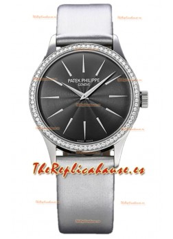 Patek Philippe Calatrava 4997 Ladies Reloj Caja Acero Dial Gris con Movimiento Suizo Automático