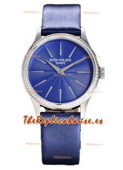 Patek Philippe Calatrava 4997 Ladies Caja Acero Dial Azul con Movimiento Suizo Automático