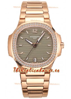Patek Philippe Nautilus 7118R 35MM 1:1 Oro Rosado Dial Gris Reloj Réplica Espejo 1:1