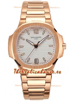 Patek Philippe Nautilus 7118R 35MM 1:1 Oro Rosado Dial Blanco Reloj Réplica Espejo 1:1