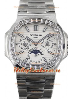 Patek Philippe Nautilus 5740 Perpetual Calendar Acero Inoxidable Dial Blanco Reloj Réplica Suiza