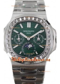 Patek Philippe Nautilus 5740 Perpetual Calendar Acero Inoxidable Dial Verde Reloj Réplica Suiza 