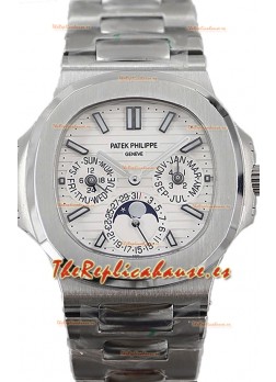 Patek Philippe Nautilus 5740 Perpetual Calendar Acero Inoxidable Dial Blanco Reloj Réplica Suiza