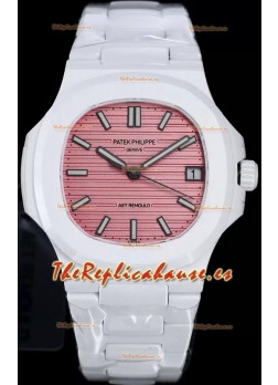 Patek Philippe Nautilus 5711 AET Remould Edición Cerámica Blanca Dial Rosado Reloj Réplica Suiza