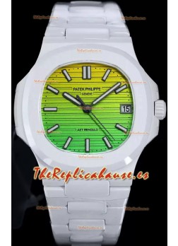 Patek Philippe Nautilus 5711 AET Remould Edición Cerámica Blanca Dial Degradado Amarillo/Verde Reloj Réplica Suiza