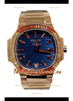 Patek Philippe Nautilus 7118R 35MM 1:1 Caja Oro Rosado Dial Azul Reloj Réplica Espejo 1:1