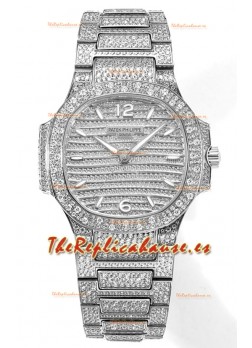 Patek Philippe Nautilus 7118R 35MM 1:1 Reloj Diamantes Pavimentados en Caja de Acero