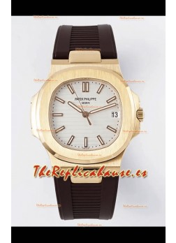 Patek Philippe Nautilus 5711/1R-001 1:1 Reloj Réplica en Acero 904L Dial Blanco en Oro Rosado