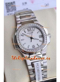 Patek Philippe Nautilus 7010/1G-011 32MM Réplica Espejo 1:1 - Bisel con Diamantes Genuinos