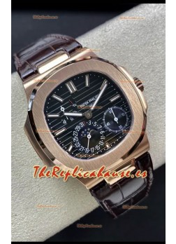 Patek Philippe Nautilus 5712/R Reloj Réplica Calidad Espejo 1:1 Dial Marrón Correa de Piel