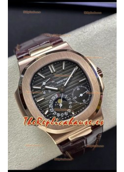 Patek Philippe Nautilus 5712/R Reloj Réplica Calidad Espejo 1:1 Dial Marrón Correa de Piel