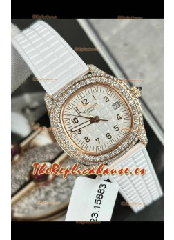 Patek Philippe Superclone Aquanaut 5069R Reloj Pavimentado en Moissanitas en Caja Oro Rosado