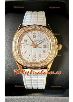 Patek Philippe Superclone Aquanaut 5072R Reloj Pavimentado en Moissanitas en Caja Oro Rosado