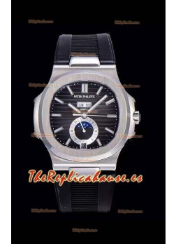 Patek Philippe Nautilus 5726A Reloj a Espejo 1:1 Dial Negro Correa de Goma