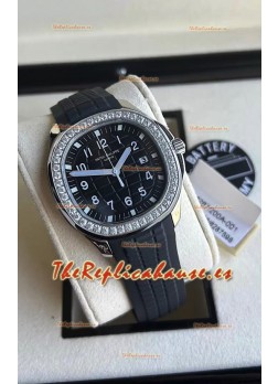 Patek Philippe Aquanaut 5267 Réplica Suizo Dial Negro en Acero Inoxidable Bisel Diamantes 38.5MM