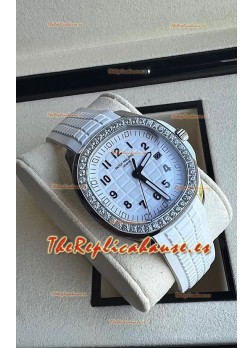 Patek Philippe Aquanaut 5267 Réplica Suizo Dial Blanco Dial en Acero Inoxidable Bisel Diamantes 38.5MM