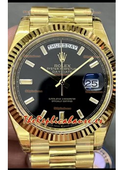 Rolex Day Date Presidential Reloj Oro Amarillo 18K 40MM - Dial Negro Calidad Espejo 1:1