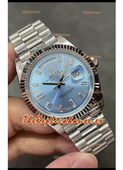 Rolex Day Date Presidential Acero Inoxidable Dial Azul ICE Reloj 40MM - Calidad a Espejo 1:1