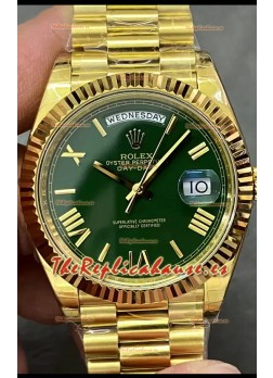 Rolex Day Date Presidential Reloj Oro Amarillo 18K 40MM - Dial Verde Calidad a Espejo 1:1