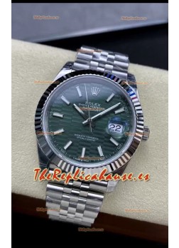 Rolex Datejust Movimiento Cal.3235 Movement Reloj Réplica a Espejo 1:1 Acero 904L 41MM - Dial Verde con Motivo Estriado