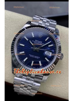 Rolex Datejust Movimiento Cal.3235 Reloj Réplica a Espejo 1:1 Acero 904L 41MM - Dial Azul con Motivo Estriado