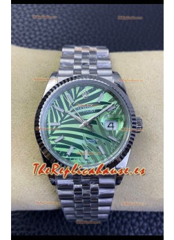 Rolex Datejust Movimiento Cal.3235 Reloj Réplica Espejo 1:1 Acero 904L 36MM - Dial Verde con Motivos de Palmeras