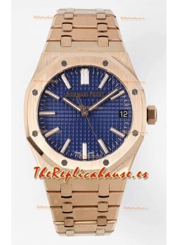Audemars Piguet Royal Oak 15510 50 Aniversario 41MM Dial Azul Oro Rosado 41MM Réplica a Espejo 1:1