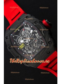 Richard Mille RM35-2 Rafael Nadal Caja de Carbón Forjado con Correa de Goma color Rojo