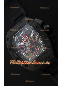 Richard Mille RM011-FM Felipe Massa Reloj de Caja de Carbón color Negro Forjado de una Sola pieza en Correa negra
