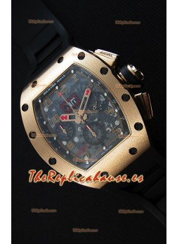 Richard Mille RM011-FM Felipe Massa Reloj en caja de Titanio chapada en Oro Rosado, correa Negra