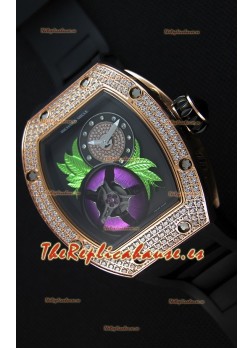 Richard Mille 19-02 Tourbillon Fleur Reloj Réplica Suizo en Oro Rosado