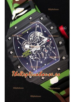 Richard Mille RM35-02 Rafael Nadal Caja de Carbón Forjado con Correa de Goma tipo Camuflaje