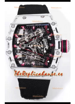 Richard Mille RM38-02 Carbono Blanco Bubba Watson Nylon Negro Tourbillon Movement Réplica Espejo 1:1