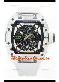 Richard Mille RM35-02 Rafael Nadal Caja de Zafiros Transparente con Genuino Tourbillon Reloj Super Clone
