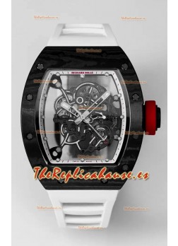 Richard Mille RM055 Caja Carbono Negra Goma Blanca Reloj Superclone 1:1 Genuino Tourbillon