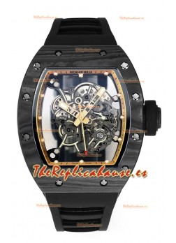 Richard Mille RM055 Caja Carbono Negro Goma Negra Reloj Superclone 1:1 Genuino Tourbillon