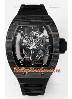 Richard Mille RM055 Caja Carbono Negro Goma Negra Reloj Superclone 1:1 Genuino Tourbillon
