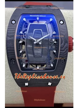 Richard Mille RM07 Caja Carbono Negro Goma Roja Reloj Superclone 1:1 Genuino Tourbillon