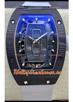 Richard Mille RM07 Caja Carbono Negra Correa blanca 1:1 Superclone Reloj Réplica Suiza 