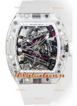 Richard Mille RM38-02 Zafiro Bubba Watson Genuino Movimiento Tourbillon Goma Blanca Réplica Espejo 1:1