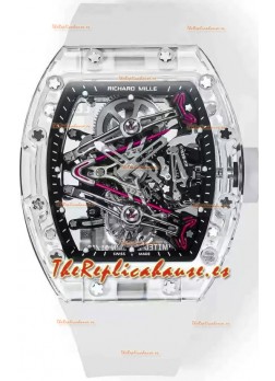 Richard Mille RM38-02 Zafiro Bubba Watson Genuino Movimiento Tourbillon Goma Translucida Réplica Espejo 1:1