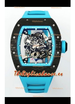 Richard Mille RM055 Caja Carbono Negra Llantas Azules Reloj Superclone 1:1 Genuino Tourbillon