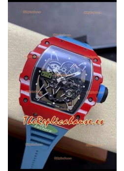 Richard Mille RM35-02 Rafael Nadal Carbono Correa Azul con Genuino Tourbillon Reloj Super Clone