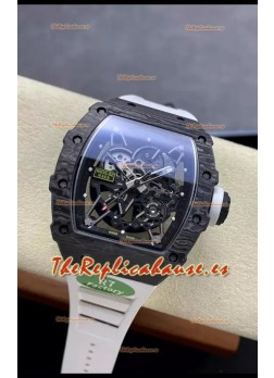 Richard Mille RM35-02 Rafael Nadal Reloj Carbono Negro Correa Blanca con Tourbillon Genuino Super Clone