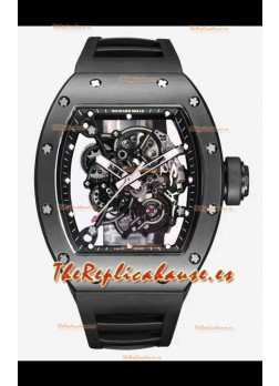 Richard Mille RM055 Caja Cerámica Negra Reloj Réplica a Espejo 1:1 Correa Negra
