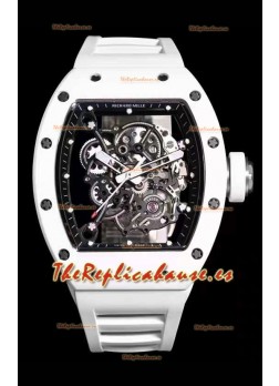 Richard Mille RM055 Caja Cerámica Blanca Reloj Réplica a Espejo 1:1 Correa Blanca