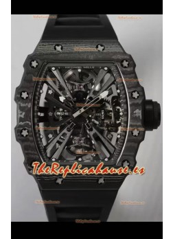 Richard Mille RM12-01 Caja Fibra de Carbono Genuino Movimiento Tourbillon Reloj Réplica Espejo 1:1